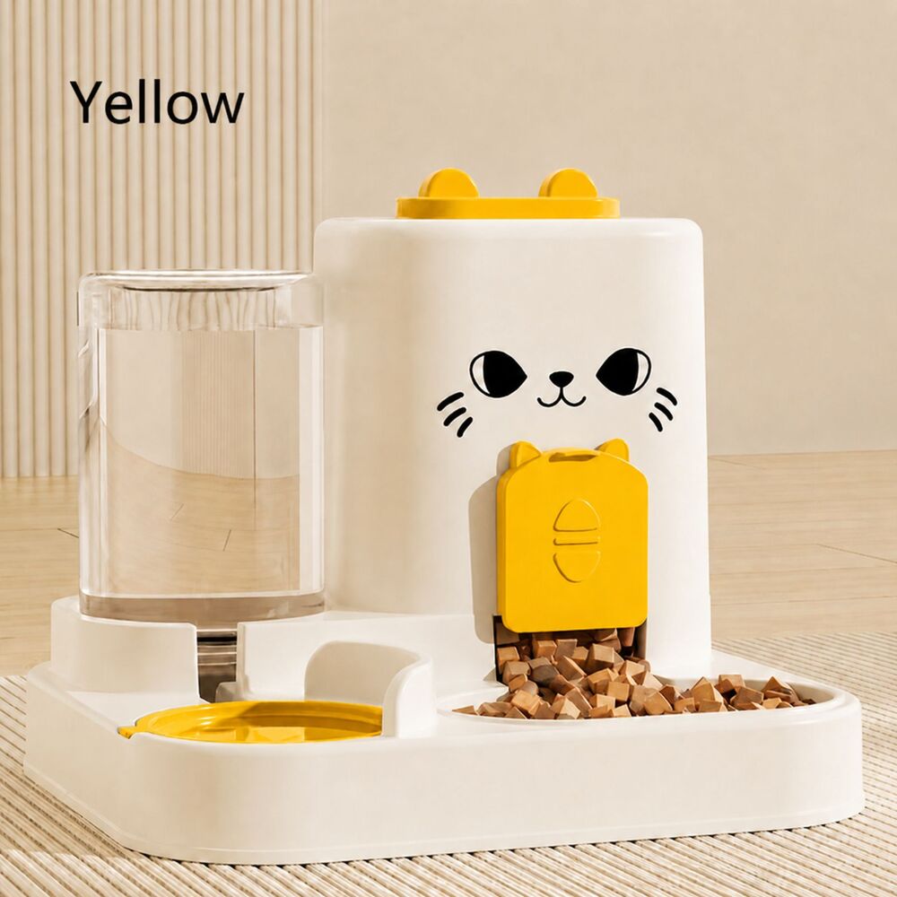 New In Box - 2-In-1 Automatic Cat Food and Water Dispenser - Yellow